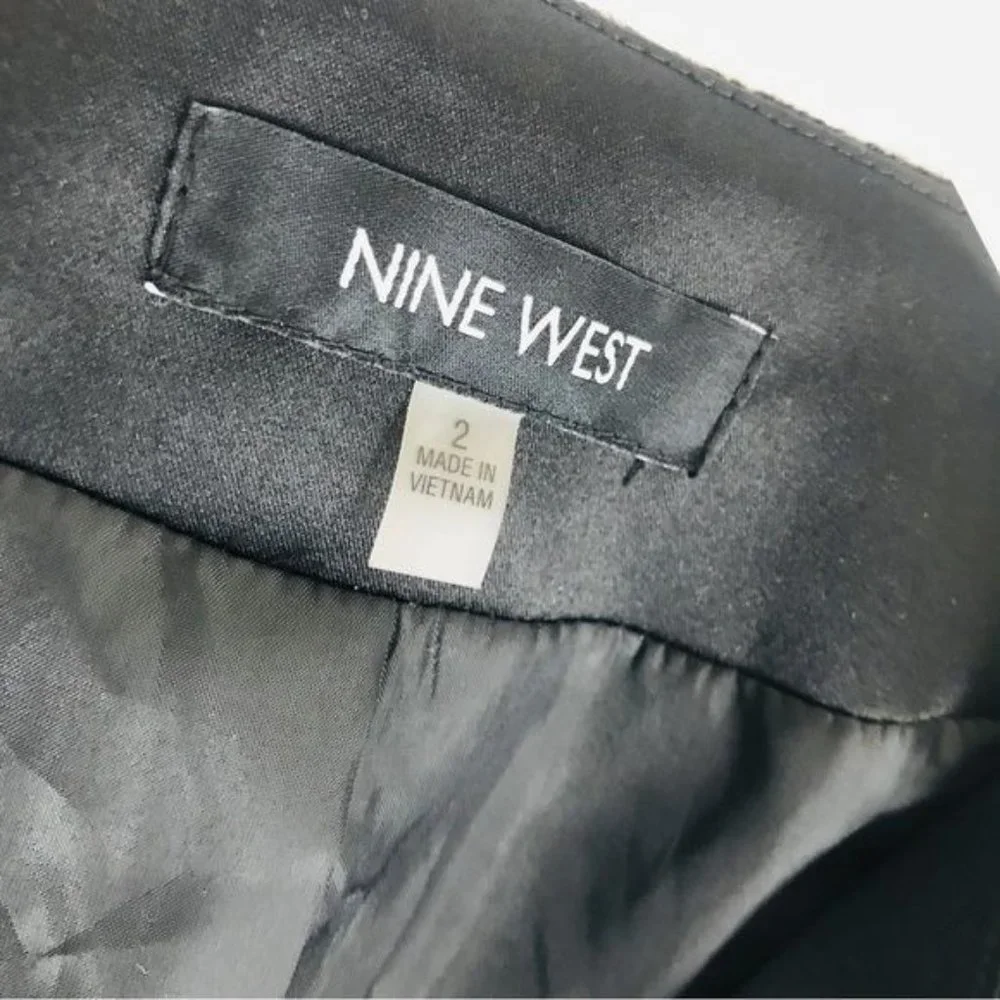 Nine West Black Tweed Sequin Cropped Blazer Jacket Women's Size 2